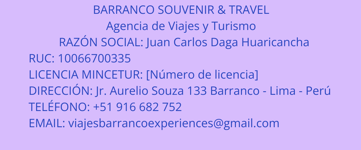 BARRANCO SOUVENIR & TRAVEL - Documentos legales y razón social